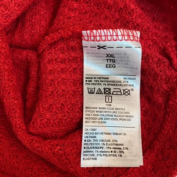 EUC! OLD NAVY L/S OVERSIZED WARM THERMAL CROP SHIRT Red Lightweight Sweater XXL - Picture 6 of 10